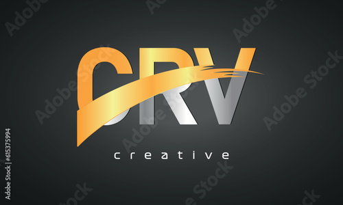 CRV Letters Logo Design with Creative Intersected and Cutted photo