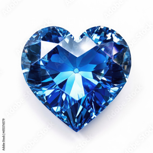 Heart shaped sapphire brilliant blue sailor moon, HD , On White Background , Generative Ai