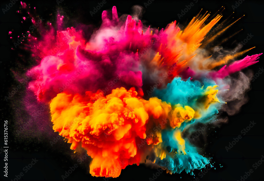 colorful powder image color explosion, transparent png