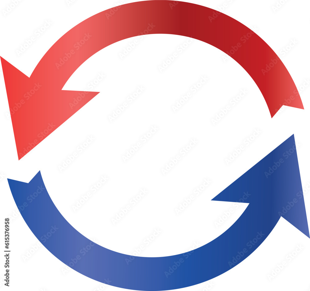 Red and blue arrow arranged in a circle Red and blue arrow arranged in a circle