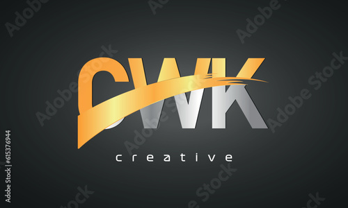 CWK Letters Logo Design with Creative Intersected and Cutted photo