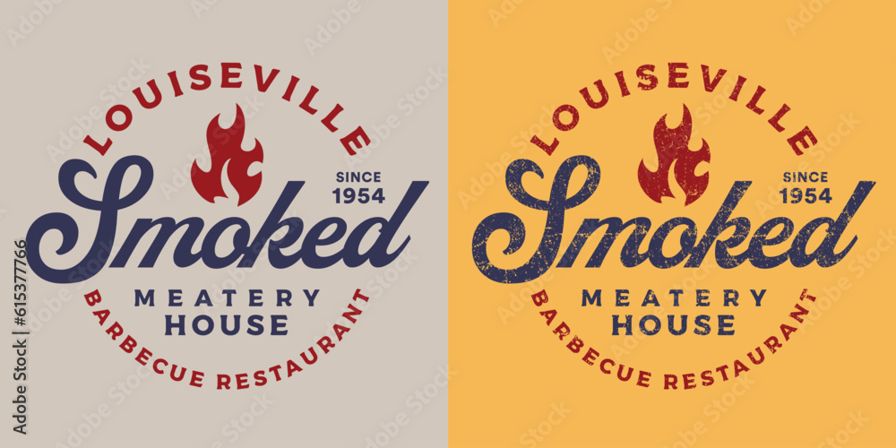 Barbecue Vintage Logo Badge Distressed and Clean