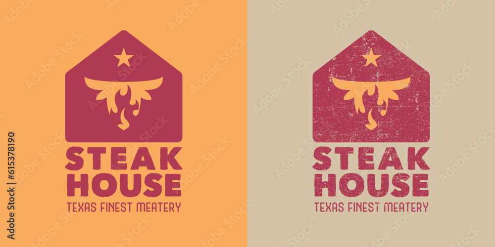 Steakhouse logo with cow head and star