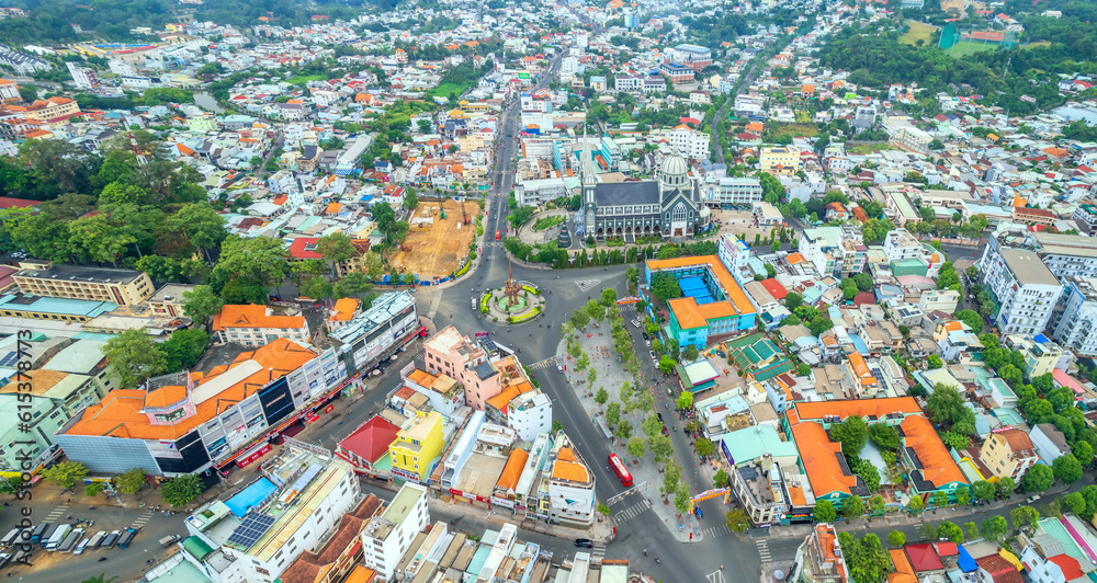 Thu Dau Mot city, Binh Duong Province, Vietnam, aerial view. This is a newly formed city in Southeast region of Vietnam