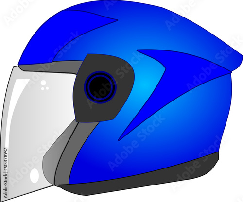 Blue motorcycle helmet illustration on isolated clear background