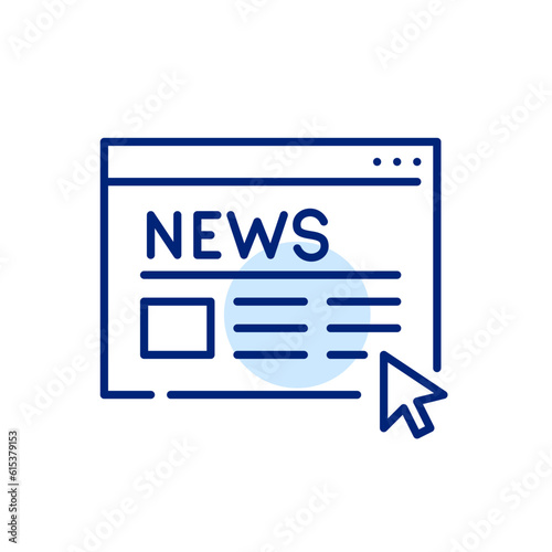 Reading news online. Digital newspaper website access in internet browser. Pixel perfect, editable stroke icon
