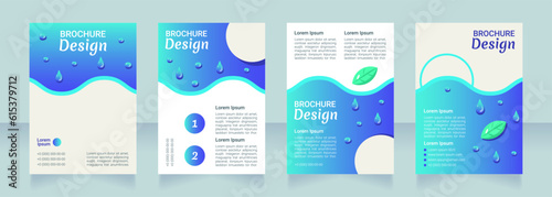 Water consumption and health blank brochure layout design. Vertical poster template set with empty copy space for text. Premade corporate reports collection. Editable flyer paper pages