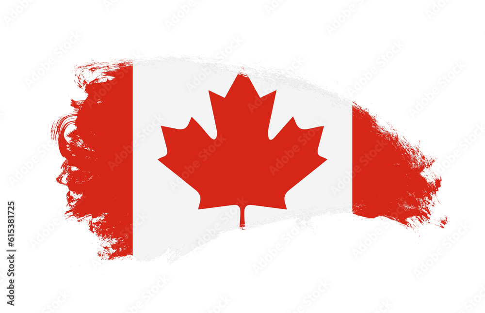 National flag of Canada painted with stroke brush on isolated white National flag of Canada painted with stroke brush on isolated white