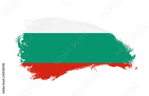 National flag of Bulgaria painted with stroke brush on isolated white