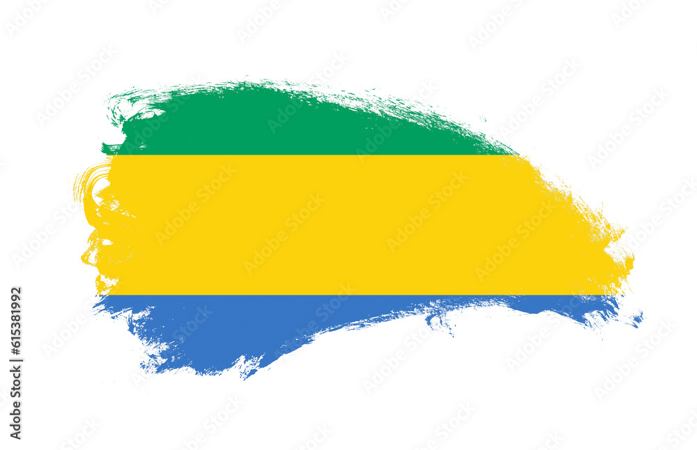 Obraz premium National flag of Gabon painted with stroke brush on isolated white