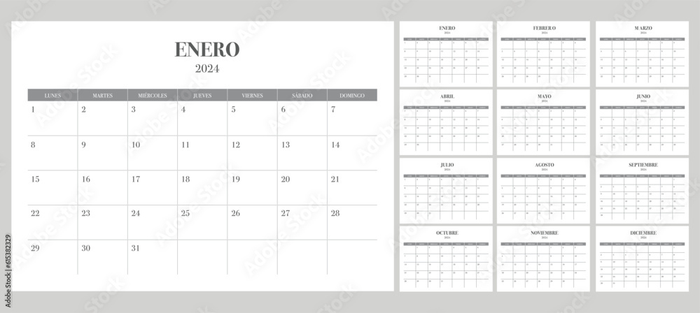 2024 Spanish Calendar simple and minimalist 2024 Spanish Calendar simple and minimalist