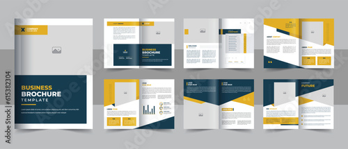 Corporate business presentation guide brochure template with cover, back and inside pages, Trendy minimalist flat geometric business brochure design