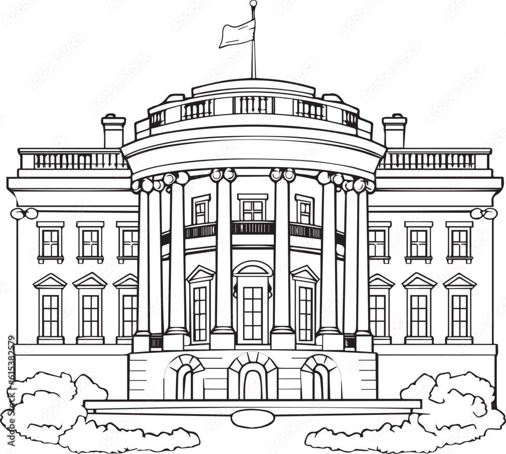white house drawing white house coloring page for kids ready to print A3 size editable