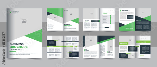 Modern business presentation guide brochure template with cover, back and inside pages, Trendy minimalist flat geometric business brochure design template