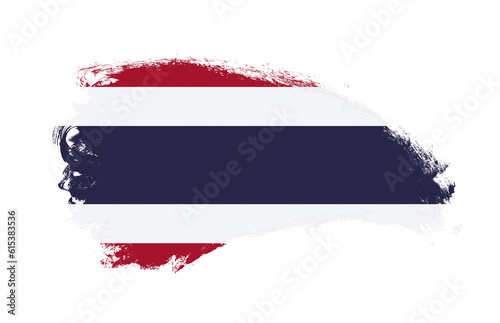 National flag of Thailand painted with stroke brush on isolated white