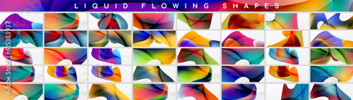 Mega collection of liquid flowing shape compositions. Backdrop bundle for wallpaper, banner, background, landing page, wall art, invitation, prints, posters