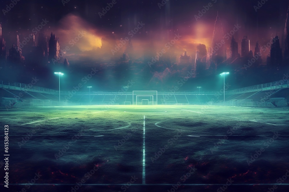 Full night football arena in lights Generative AI Full night football arena in lights Generative AI
