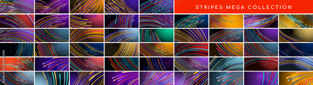 Mega collection of wave stripes compositions. Backdrop bundle for wallpaper, banner, background, landing page, wall art, invitation, prints, posters Mega collection of wave stripes compositions. Backdrop bundle for wallpaper, banner, background, landing page, wall art, invitation, prints, posters