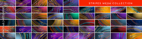 Mega collection of wave stripes compositions. Backdrop bundle for wallpaper, banner, background, landing page, wall art, invitation, prints, posters