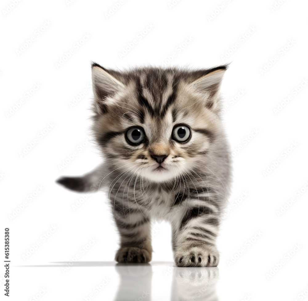 Cute little cat baby kitty realistic photo generative AI illustration. Lovely baby animals concept