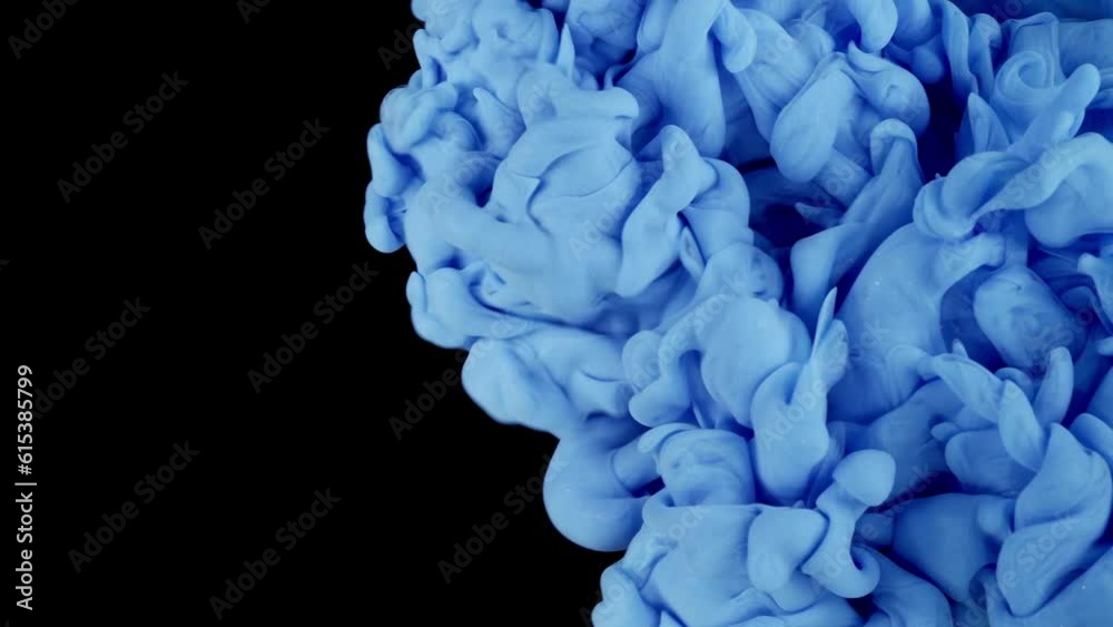 Slow-Motion Blue Paint Drops Mixing in Water, Captivating Slow-Motion Blue Paint Drops Mixing in Water, Captivating