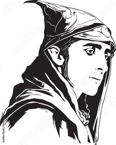 Elf Character head vector Illustration, SVG