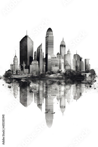 Panoramic city illustration material in front of white background