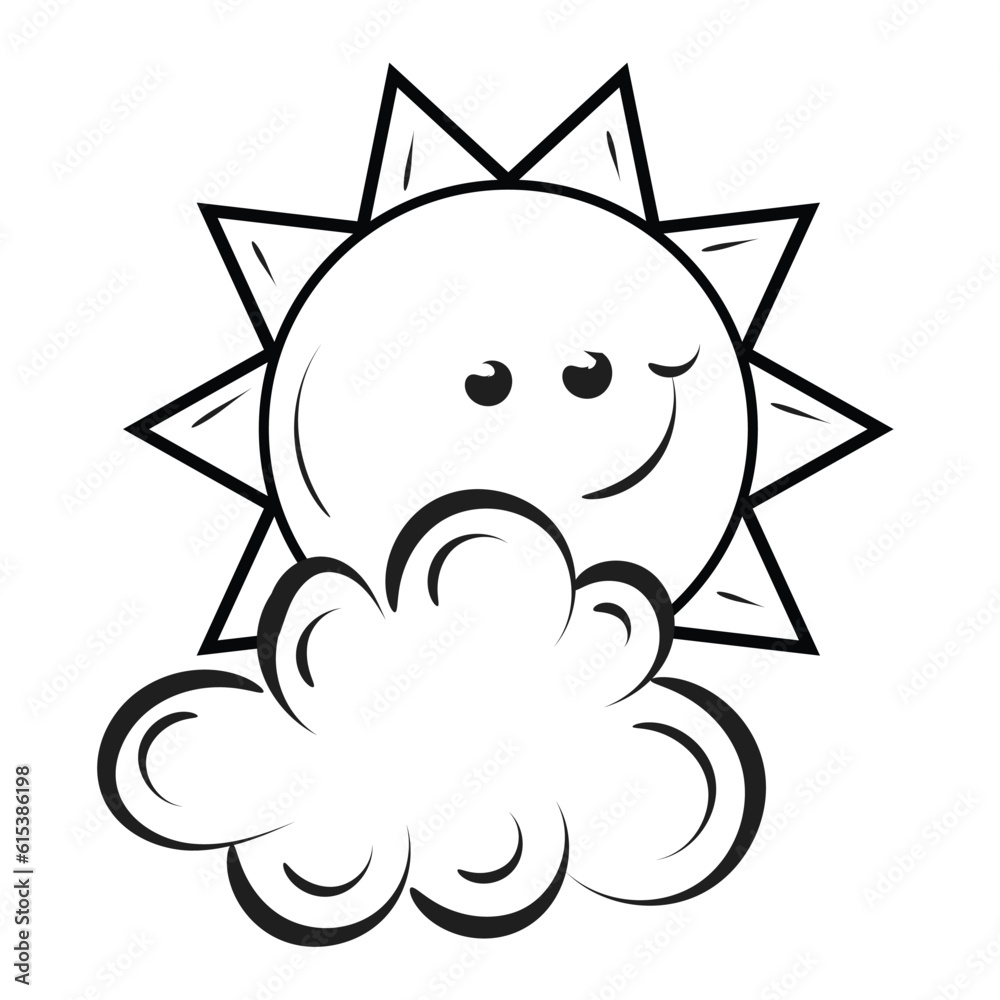 Sun face design for print or use as logo, card, flyer or T Shirt Sun face design for print or use as logo, card, flyer or T Shirt