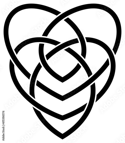 Mutterschafts Knoten in Schwarz. Keltisches Symbol. Isolierter Hintergrund.
Der Knoten symbolisiert die Verbindung zwischen Mutter und Kind und im Christentum die Madonna mit Kind.