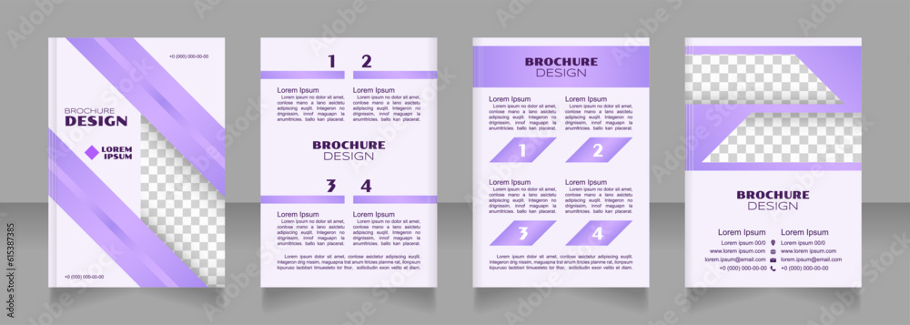 Unemployment rate blank brochure design. Template set with copy space for text. Premade corporate reports collection. Editable 4 paper pages. Syncopate, Poller One, Arial Regular fonts used