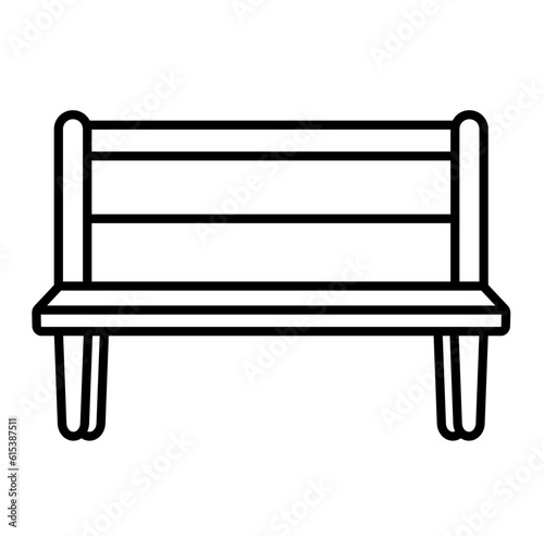 Cute bench gnome garden cartoon outline icon