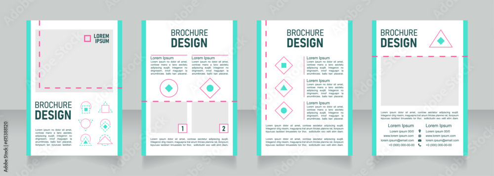 Beauty blank brochure design. Template set with copy space for text. Premade corporate reports collection. Editable 4 paper pages. Bahnschrift SemiLight, Bold SemiCondensed, Arial Regular fonts used
