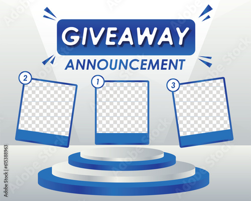 Giveaway winner announcement social media post banner template.