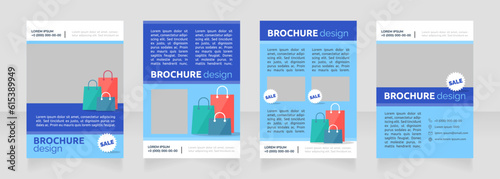 Purchasing cheap clothes for family blank brochure design. Template set with copy space for text. Premade corporate reports collection. Editable 4 paper pages. Ubuntu Bold, Raleway Regular fonts used