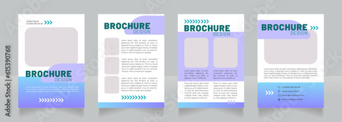 Renewable energy blue blank brochure design. Template set with copy space for text. Premade corporate reports collection. Editable 4 paper pages. Barlow Black, Regular, Nunito Light fonts used