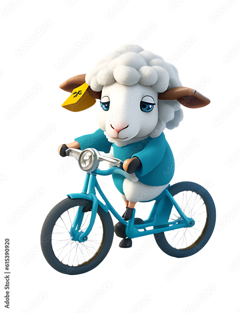 sheep riding a bicycle