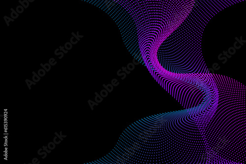 Abstract background from dots and lines intertwining, Fractal texture with gradient, cyber futuristic technology. Musical voice wave diaphragm.