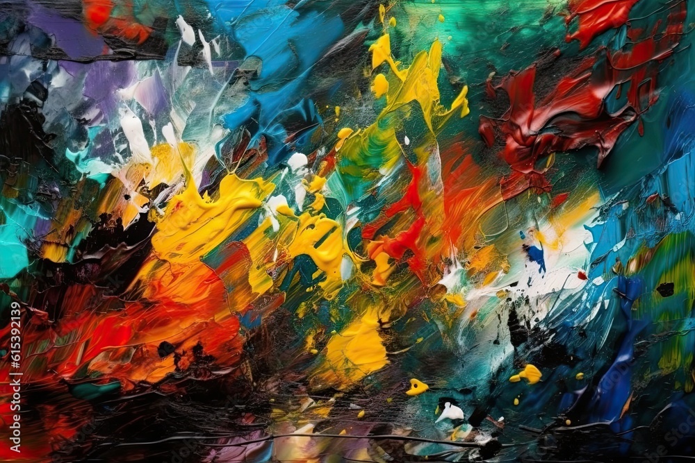 Colorful modern artwork abstract paint strokes oil painting (AI generated)