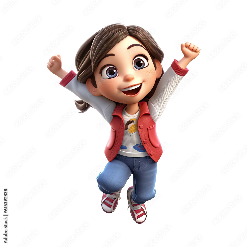 Cute cartoon girl student character on transparent background ...