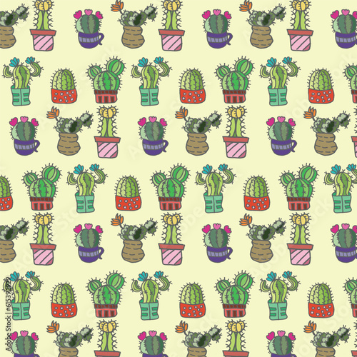 succulents and cactus pattern for wallpaper, wrapping paper, or texture