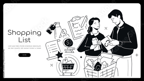 Shopping list - modern line design style banner