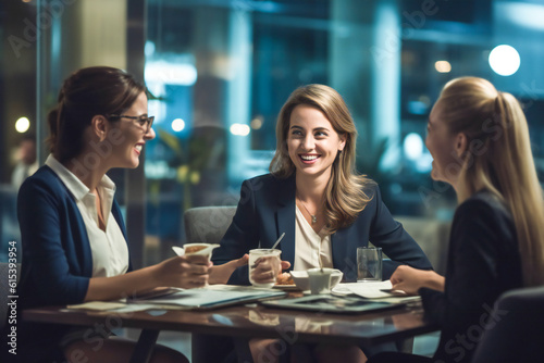 Friendly informal business meeting  business people laughing together