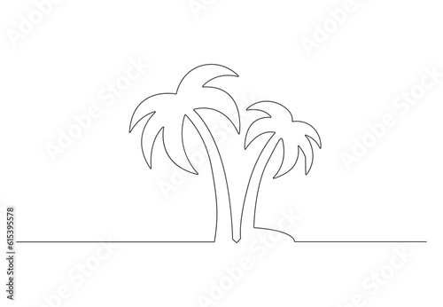 Continuous one line drawing of aesthetic palm tree vector illustration. Premium vector. 