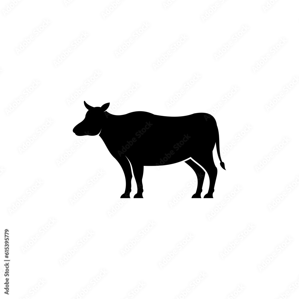 simple cow icon illustration, cow silhouette logo design simple cow icon illustration, cow silhouette logo design