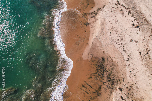 Aerial view of a beach in Santa Cruz California