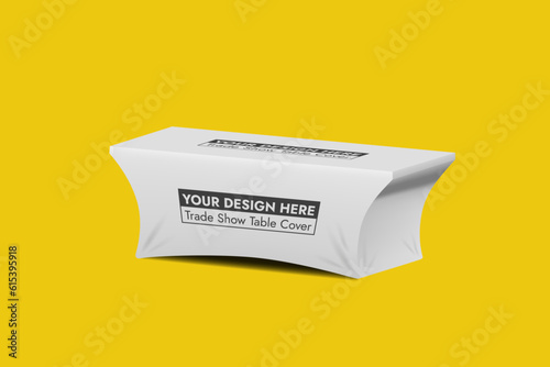 Trade Show Table Cover on Yellow Background Vector Illustration.