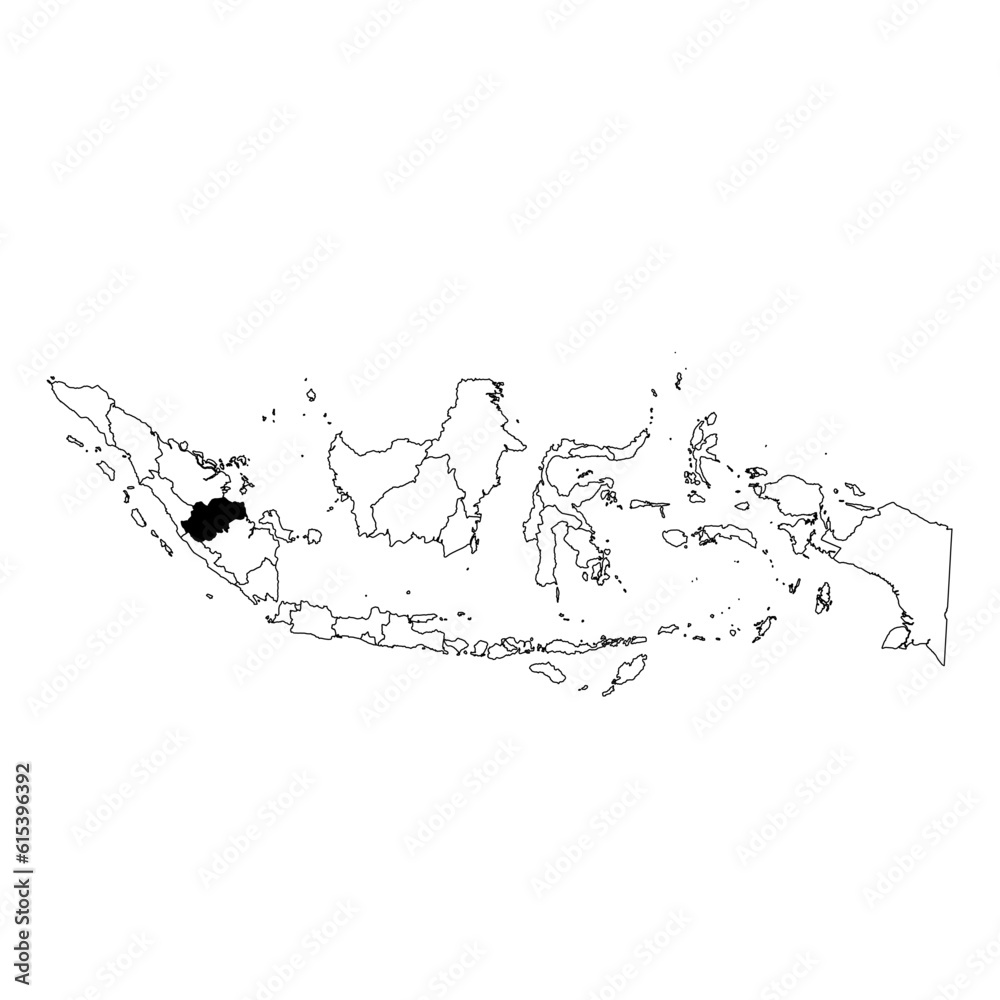 Vector map of the province of Jambi highlighted highlighted in black on the map of Indonesia.