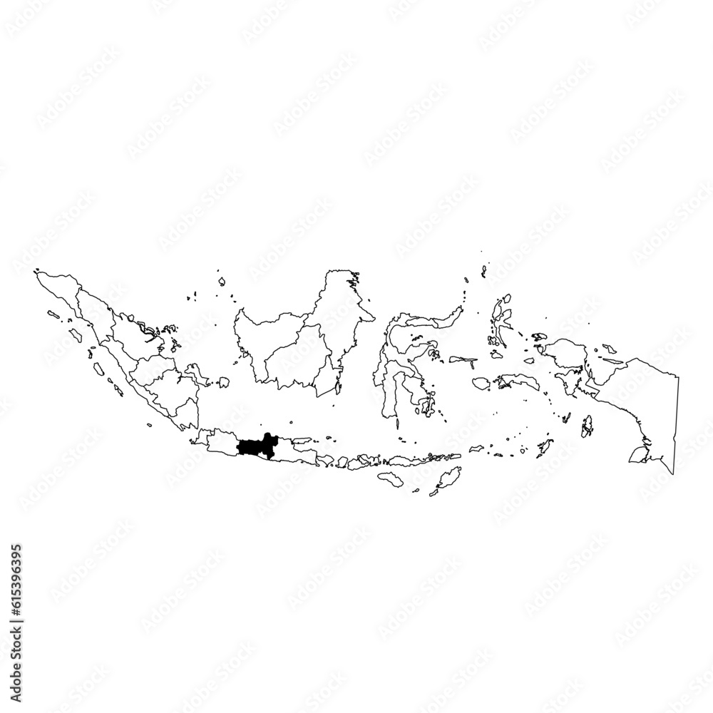 Vector map of the province of Jawa Tengah highlighted highlighted in black on the map of Indonesia.