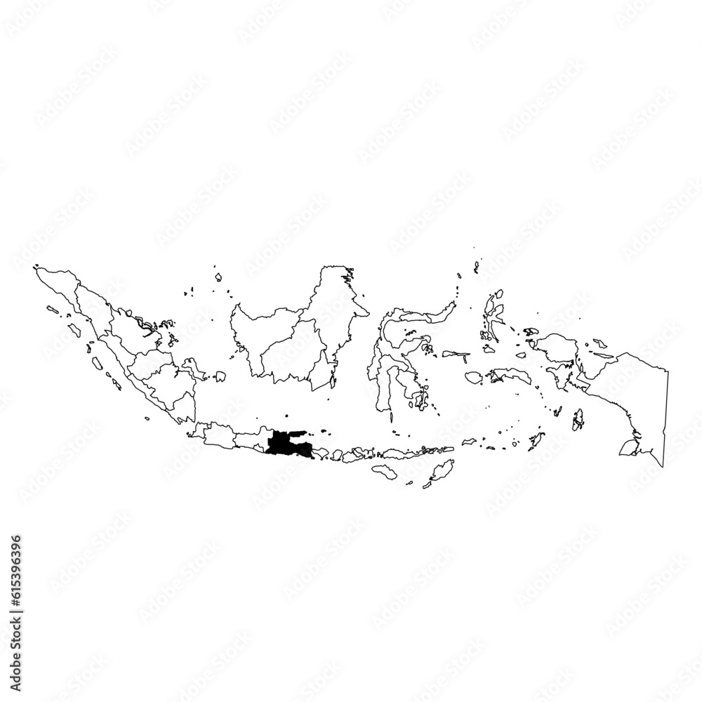 Vector map of the province of Jawa Timur highlighted highlighted in black on the map of Indonesia.