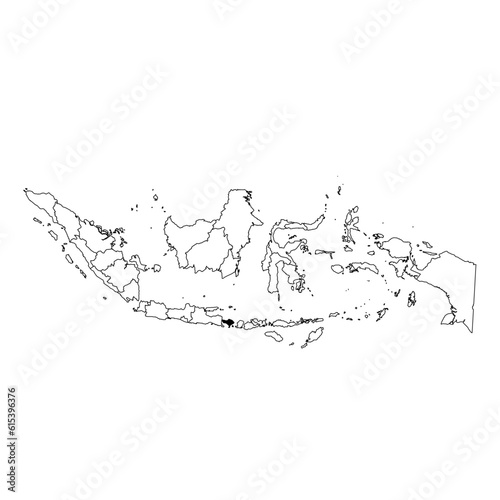 Vector map of the province of Bali highlighted highlighted in black on the map of Indonesia.